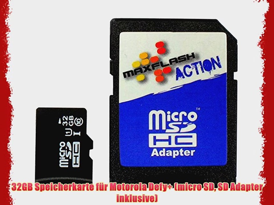 32GB Speicherkarte f?r Motorola Defy  (micro SD SD Adapter inklusive)