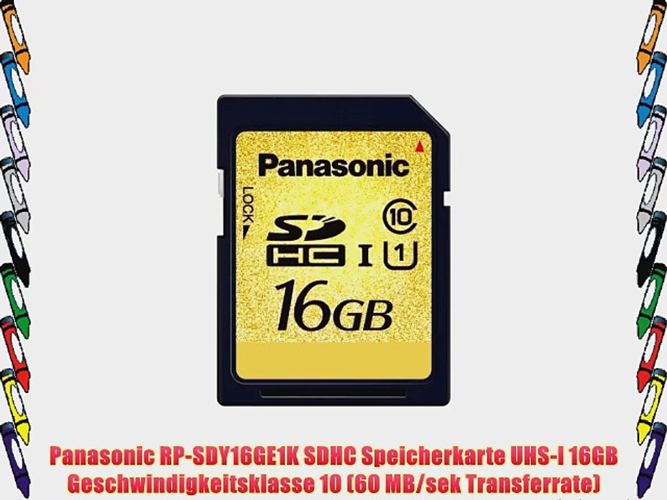 Panasonic RP-SDY16GE1K SDHC Speicherkarte UHS-I 16GB Geschwindigkeitsklasse 10 (60 MB/sek Transferrate)