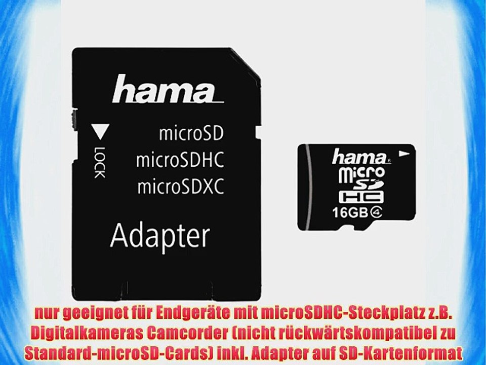 Hama microSDHC 16GB Speicherkarte (Class 4 Adapter Photo)