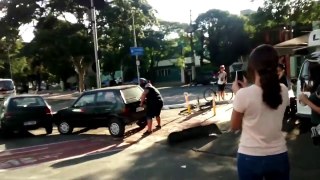 Man pulls wrong parked car with his hands