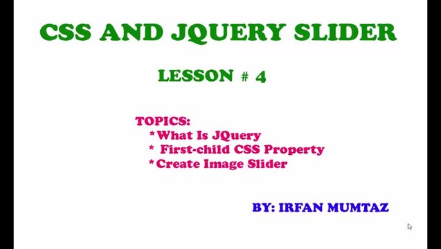 Learn CSS in URDU/HINDI lesson # 4 jQuery slider