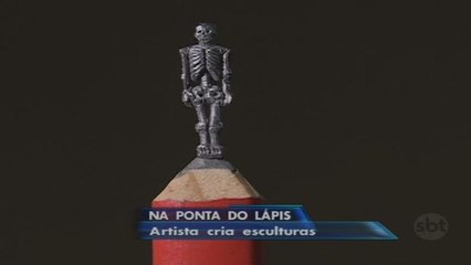 Paranaense esculpe figuras na ponta do lápis
