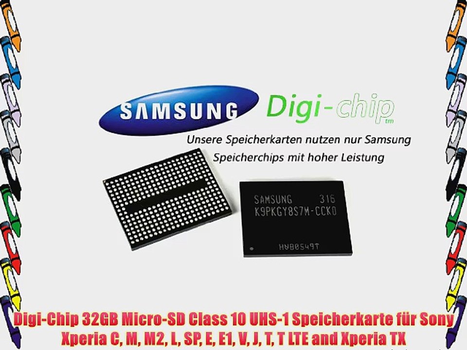 Digi-Chip 32GB Micro-SD Class 10 UHS-1 Speicherkarte f?r Sony Xperia C M M2 L SP E E1 V J T