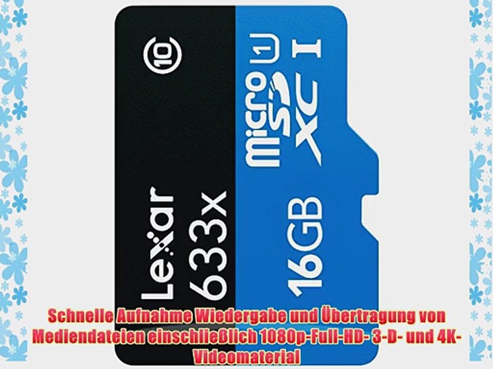 Lexar LSDMI16GBBEU633R Class 10 micro-SDHC 16GB Speicherkarte mit USB 3.0 Reader (UHS-I 633x)