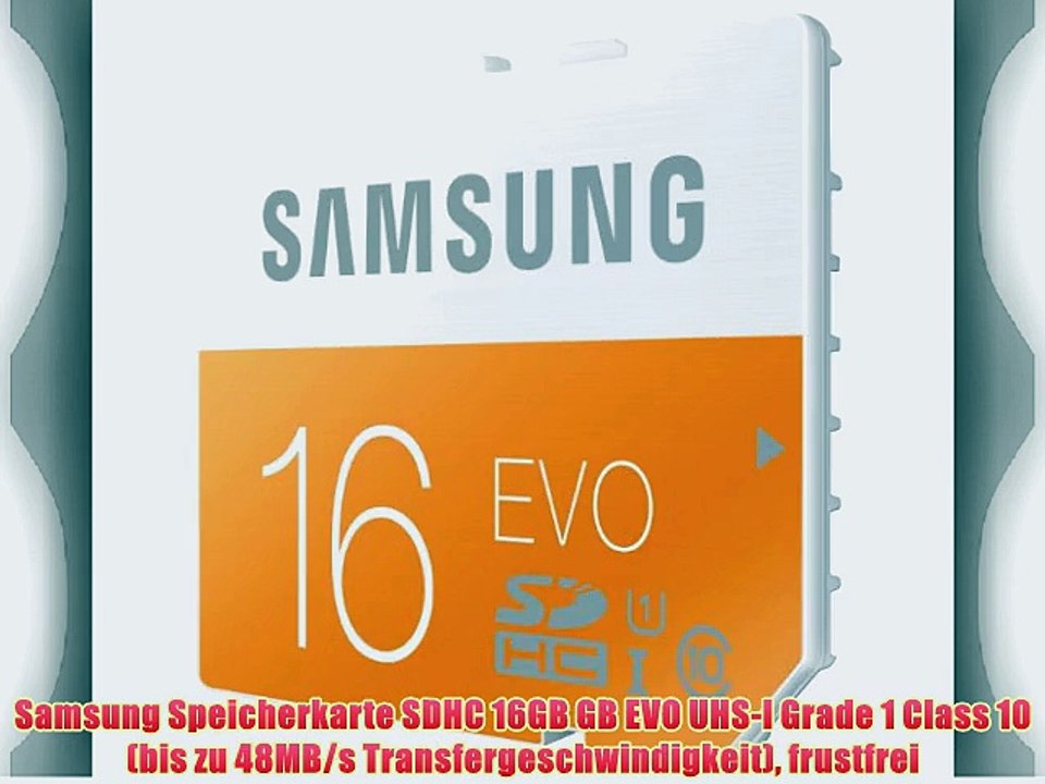 Samsung Speicherkarte SDHC 16GB GB EVO UHS-I Grade 1 Class 10 (bis zu 48MB/s Transfergeschwindigkeit)