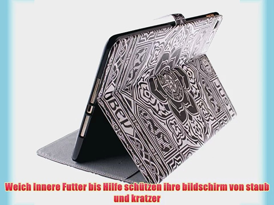 iPad Air 2 H?lle ISAKEN Zeichnung Drucken Bunte Muster PU Leder Flip Magnetverschluss Wallet