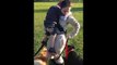 Easy dog walking with DogPack. How to walk 4 dogs while holding a sleeping child.