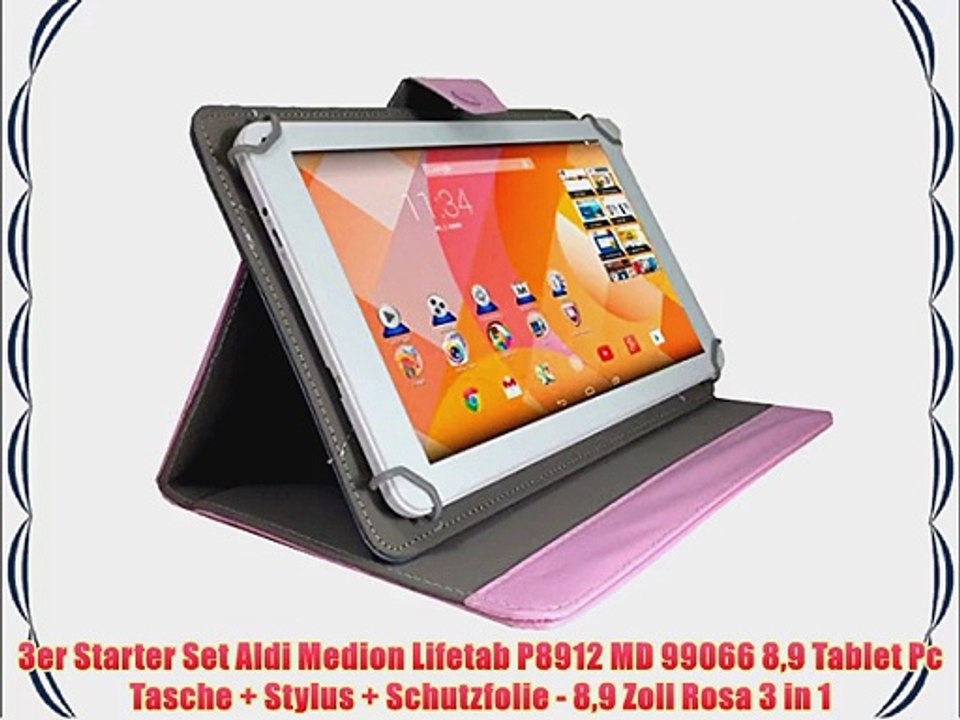 3er Starter Set Aldi Medion Lifetab P8912 MD 99066 89 Tablet Pc Tasche   Stylus   Schutzfolie