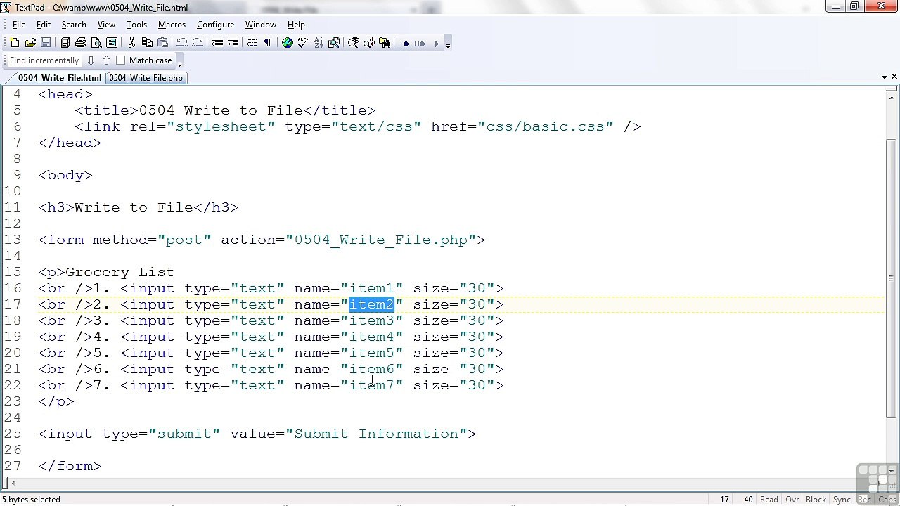 Web Design Writing To A File