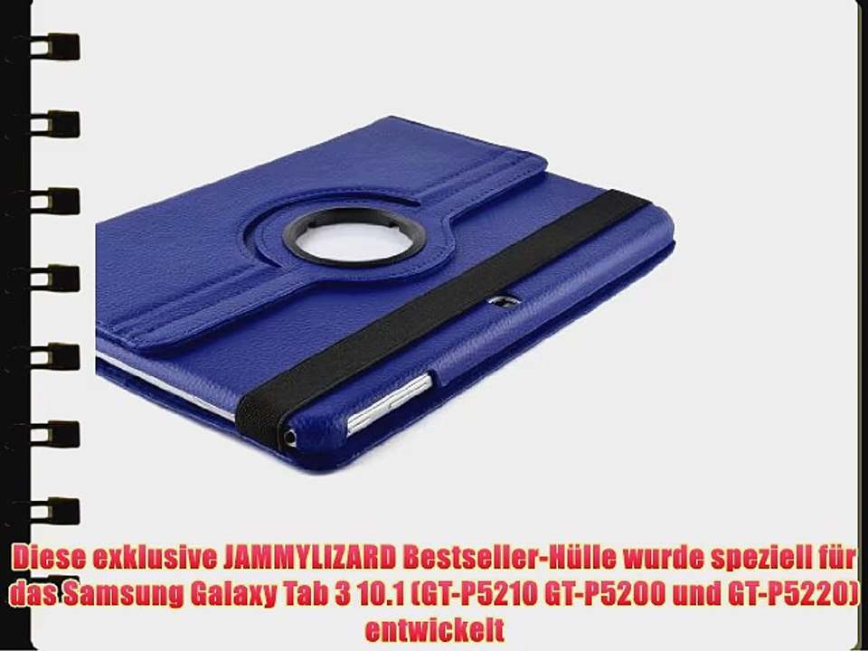 JAMMYLIZARD | 360 Grad rotierende Ledertasche H?lle f?r Samsung Galaxy Tab 3 10.1 DUNKELBLAU