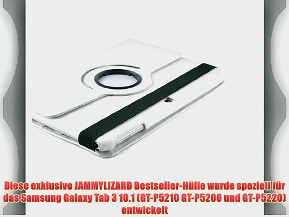 JAMMYLIZARD | 360 Grad rotierende Ledertasche H?lle f?r Samsung Galaxy Tab 3 10.1 WEI?