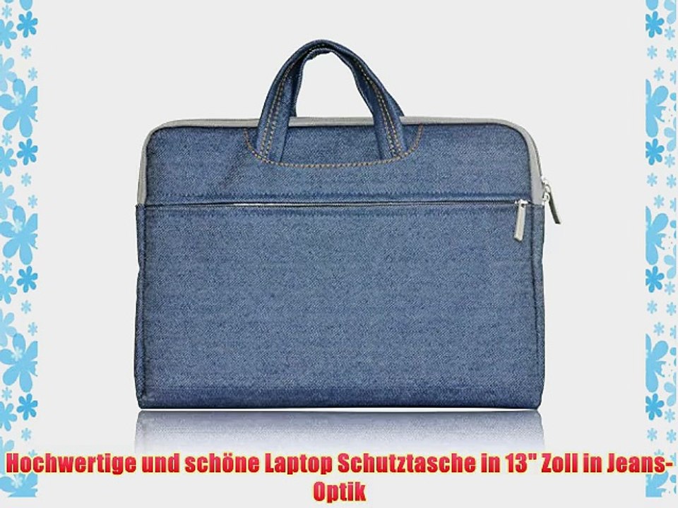 iProtect Laptop Schutzh?lle 13 Zoll Tasche in Jeansoptik blau
