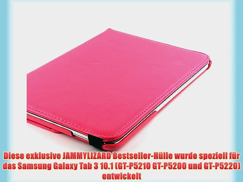 JAMMYLIZARD | 360 Grad rotierende Ledertasche H?lle f?r Samsung Galaxy Tab 3 10.1 KNALLROSA