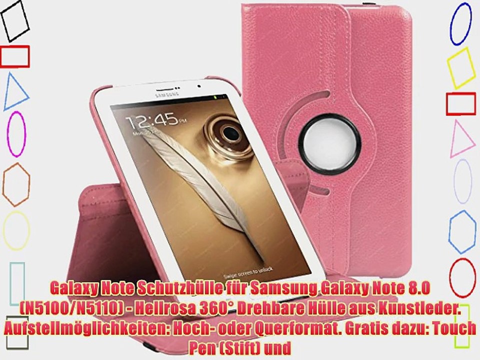 Galaxy Note Schutzh?lle f?r Samsung Galaxy Note 8.0 (N5100/N5110) - Hellrosa 360? Drehbare