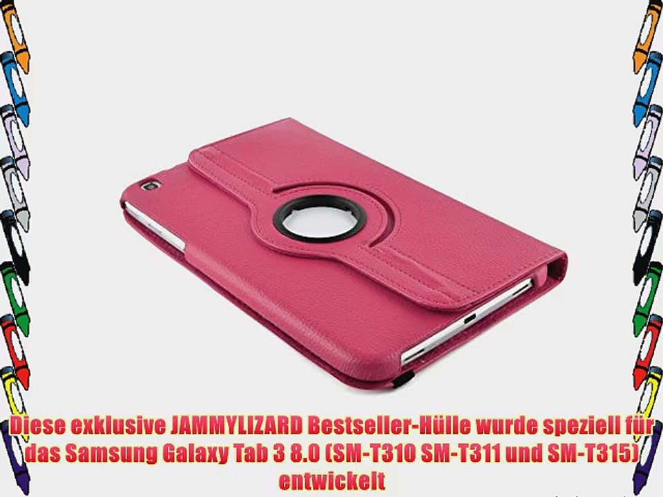 JAMMYLIZARD | KNALLROSA 360 Grad rotierende Lederh?lle Smart Case f?r das Samsung Galaxy Tab