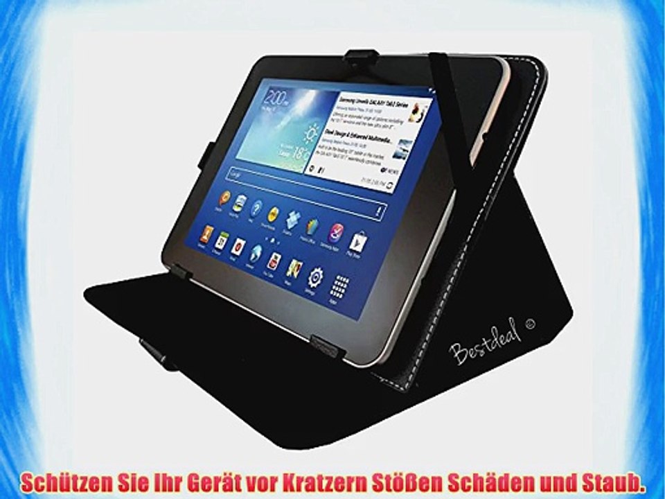 Schwarz PU Lederner Tasche Case H?lle f?r Intenso TAB814S 8 Zoll Tablet PC   Displayschutzfolie