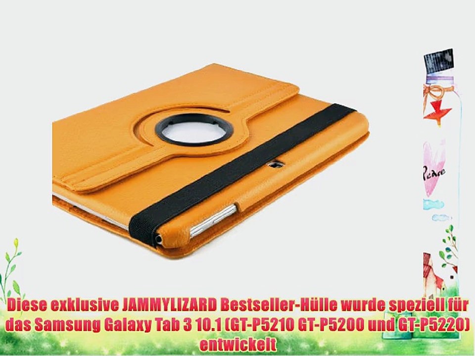 JAMMYLIZARD | 360 Grad rotierende Ledertasche H?lle f?r Samsung Galaxy Tab 3 10.1 ORANGE