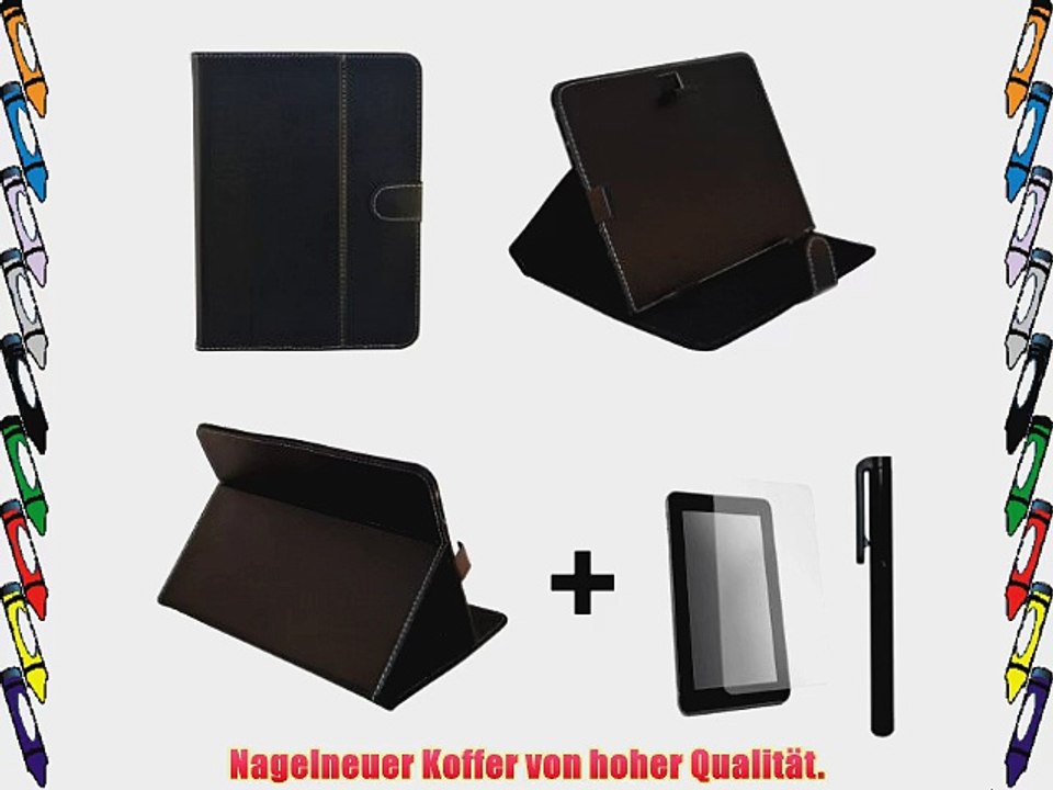 Schwarz PU Lederner Tasche Case H?lle f?r Odys Aviator 7 7 Zoll Inch Tablet-PC   Bildschirmschutzfolie