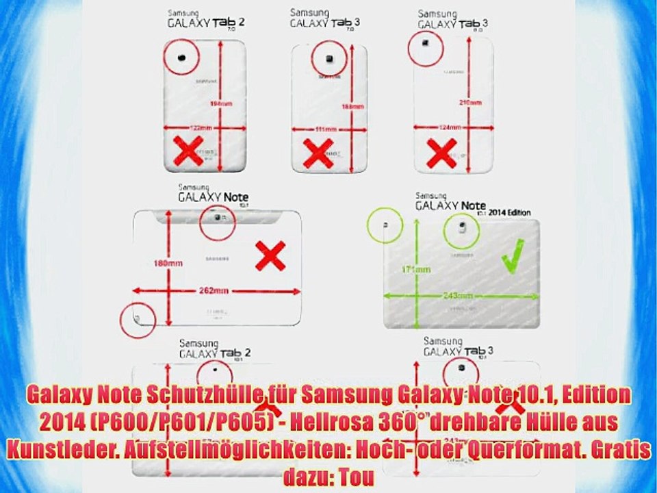 Galaxy Note Schutzh?lle f?r Samsung Galaxy Note 10.1 Edition 2014 (P600/P601/P605) - Hellrosa