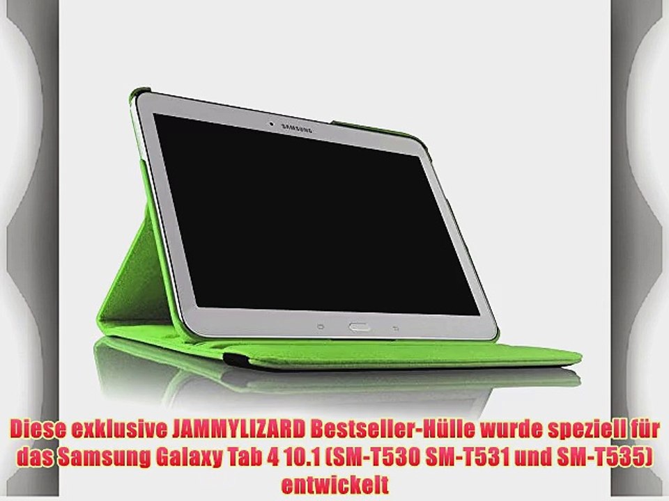 JAMMYLIZARD | 360 Grad rotierende Ledertasche H?lle f?r Samsung Galaxy Tab 4 10.1 GR?N