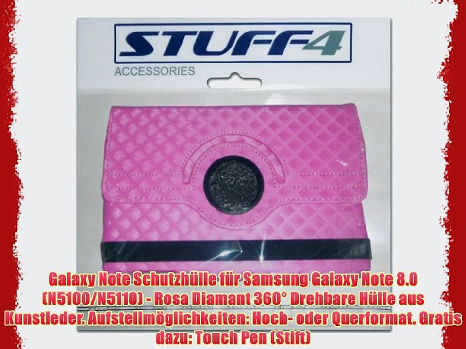 Galaxy Note Schutzh?lle f?r Samsung Galaxy Note 8.0 (N5100/N5110) - Rosa Diamant 360? Drehbare