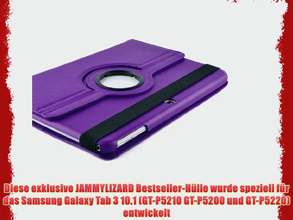 JAMMYLIZARD | 360 Grad rotierende Ledertasche H?lle f?r Samsung Galaxy Tab 3 10.1 LILA