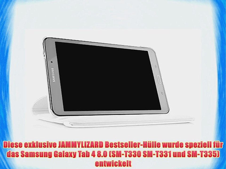 JAMMYLIZARD | 360 Grad rotierende Ledertasche H?lle f?r Samsung Galaxy Tab 4 8.0 WEI?
