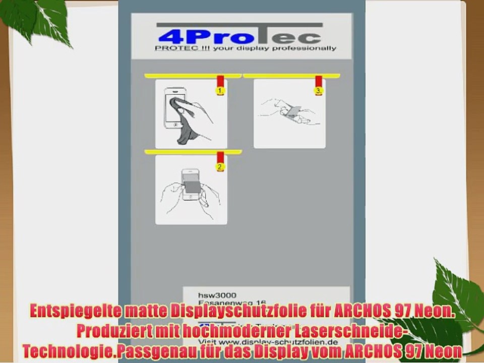 ARCHOS 97 Neon (4 St?ck) PREMIUM Displayschutzfolie Bildschirmschutzfolie ANTIREFLEX von 4ProTec