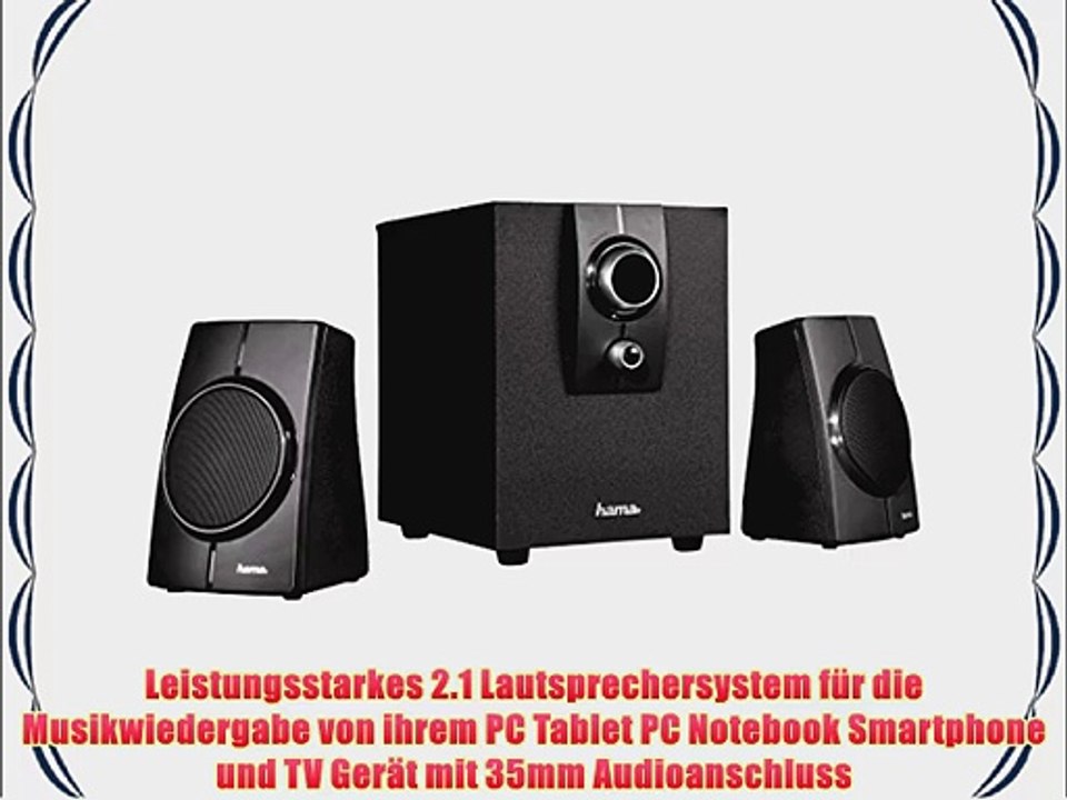 Hama 2.1 Lautsprechersystem SPX 1000 mit Subwoofer und Bassregler geeignet f?r PC/Tablet/Notebook/Smartphone/TV
