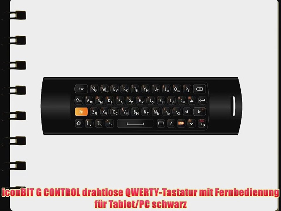 iconBIT G CONTROL drahtlose QWERTY-Tastatur mit Fernbedienung f?r Tablet/PC schwarz