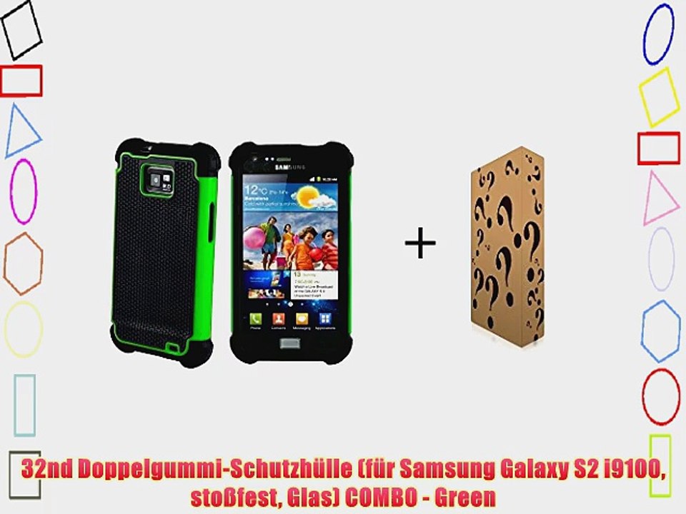 32nd Doppelgummi-Schutzh?lle (f?r Samsung Galaxy S2 i9100 sto?fest Glas) COMBO - Green