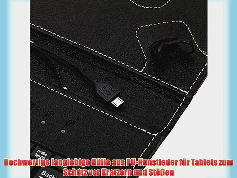 iRulu Klappschutzh?lle f?r Android-Tablets Kunstleder mit Tastatur schwarz 254 cm (10 Zoll)