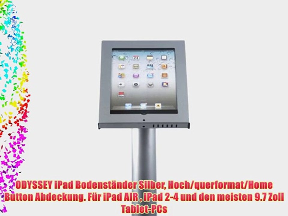 ODYSSEY iPad Bodenst?nder Silber Hoch/querformat/Home Button Abdeckung. F?r iPad AIR  iPad