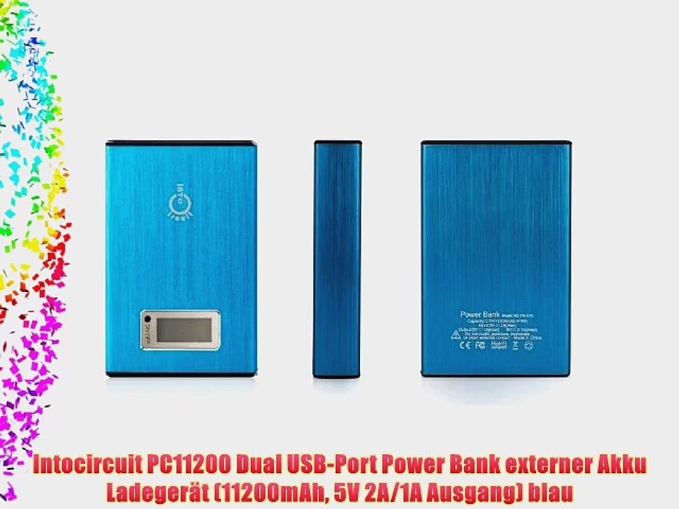 Intocircuit PC11200 Dual USB-Port Power Bank externer Akku Ladeger?t (11200mAh 5V 2A/1A Ausgang)