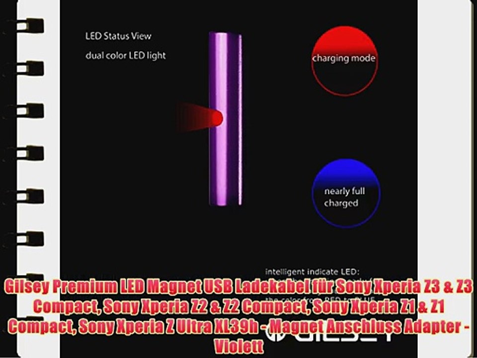 Gilsey Premium LED Magnet USB Ladekabel f?r Sony Xperia Z3