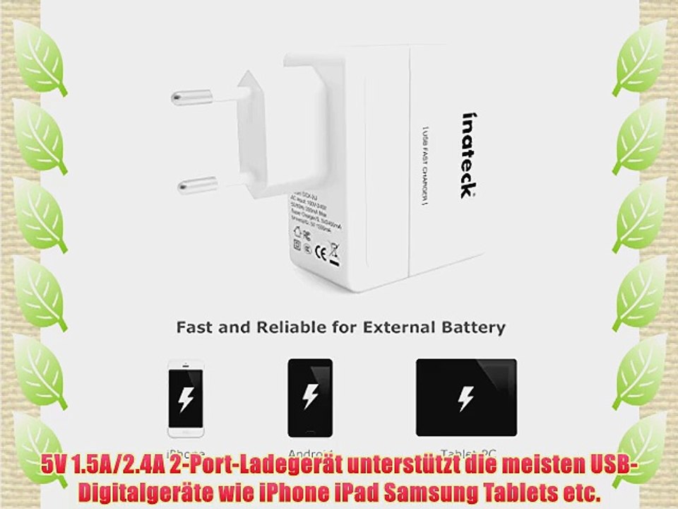 Inateck 20W 5V 1.5A/2.4A 2-Port USB Ladeger?t Wand Wall Charger Netzteil universal Ladeadapter