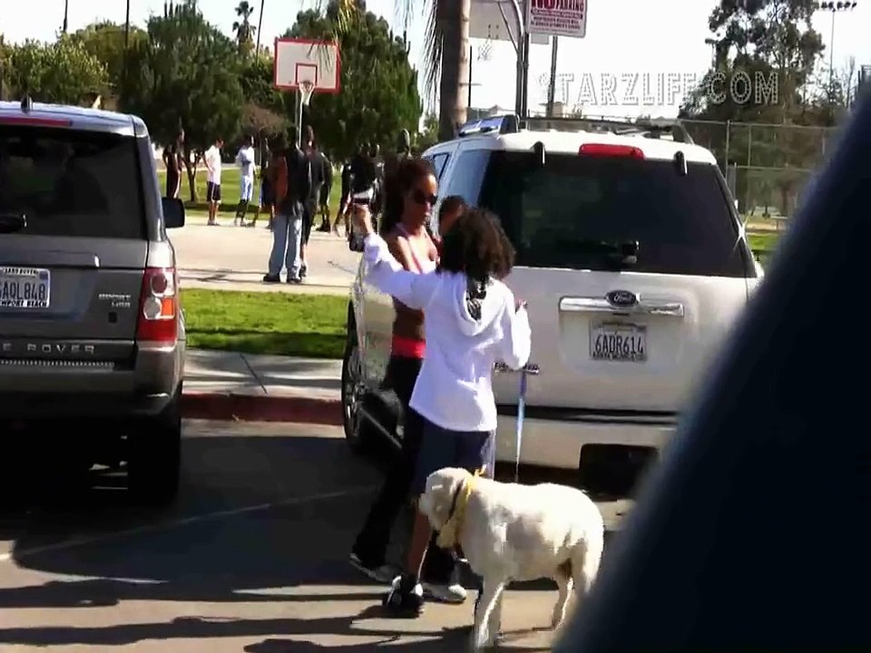 Mel B. picks up her children from a day at the park with the nanny.