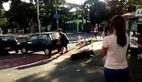 Man pulls wrong parked car with his hands !