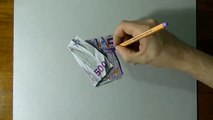 Drawing Time Lapse 500 euro note hyperrealistic art