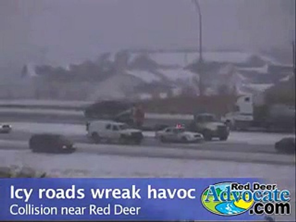Icy roads wreak havoc in Central Alberta