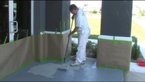 Applying concrete floor coating Granitex from Lowe's
