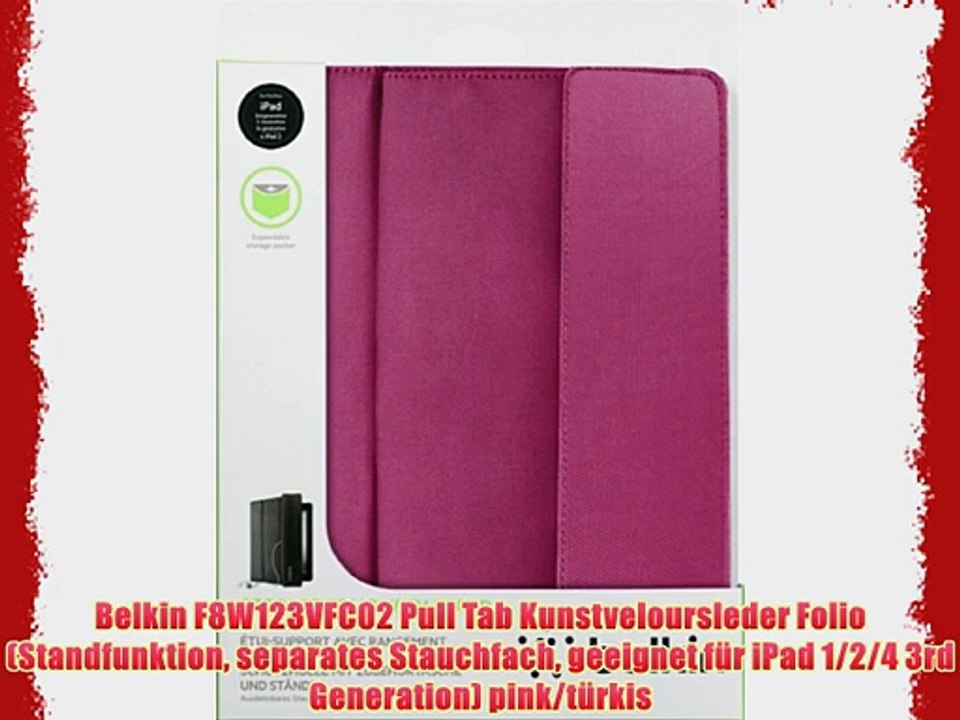 Belkin F8W123VFC02 Pull Tab Kunstveloursleder Folio (Standfunktion separates Stauchfach geeignet