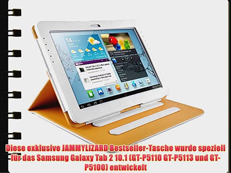 JAMMYLIZARD | Smart Case Ledertasche f?r Samsung Galaxy Tab 2 10.1 WEI?