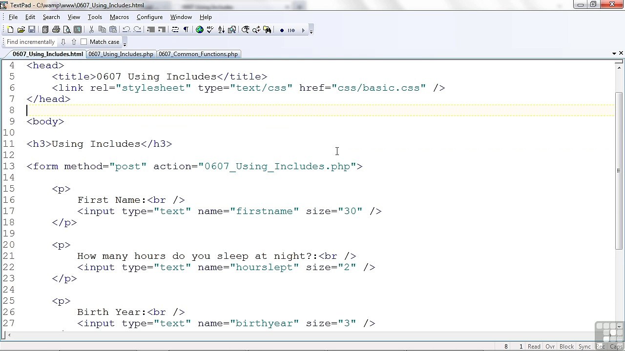 Web Design Using Include Files