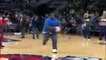 Fat guy trying to dunk off a trampoline at the Hawks game = awesome