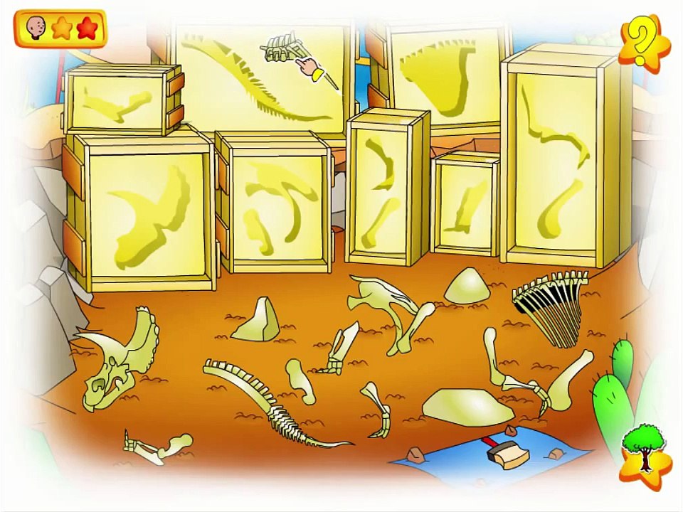 Caillou Dinosaur Digging Cartoon Animation PBS Kids Game Play Walkthrough