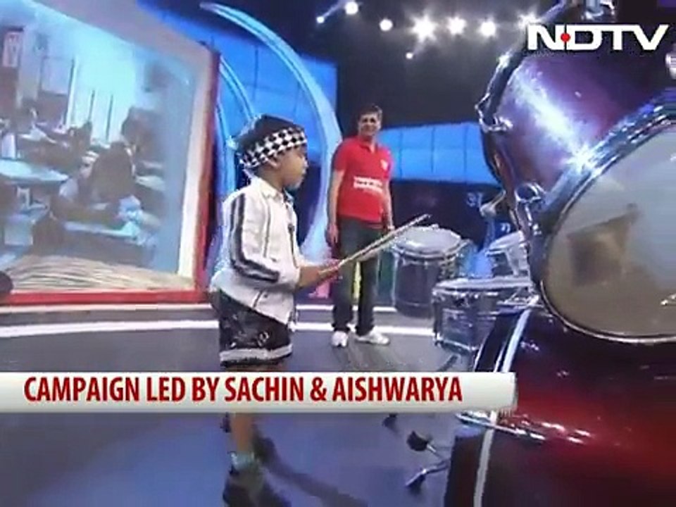 3-year-old Child  play drums like a pro