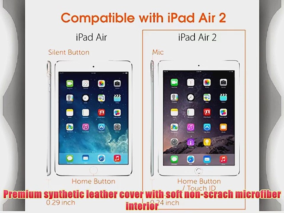 rooCASE Apple iPad Air 2 (2014) 6th Generation iPad 6 - PU Ledertasche schutzh?lle St?nderfunktion