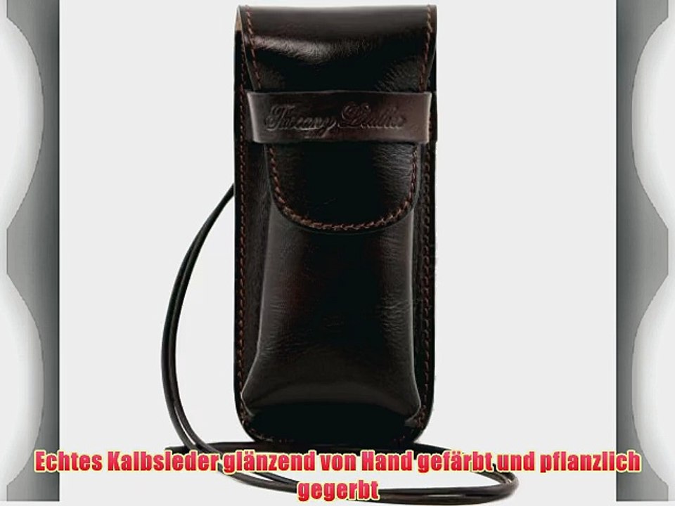 Tuscany Leather Exklusives Brillenetui aus Leder/Smartphone Etui aus Leder Dunkelbraun