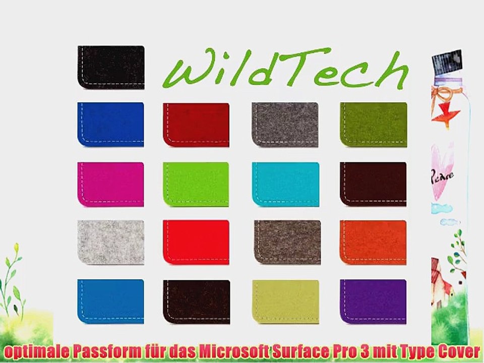 WildTech Sleeve f?r Microsoft Surface Pro 3 mit Type Cover - 17 Farben (made in Germany) -